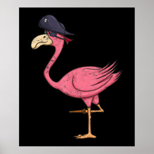 Affiche Pirate Pink Flamingo With Eyepatch Halloween