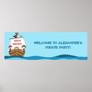 Affiche Pirate Ship Birthday Party Banner