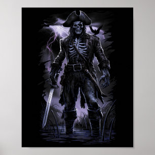 Affiche Pirate Skeleton Ghost Ship Halloween Costume Party