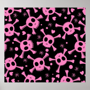 Affiche Pirate Skull : Girlish Hearts Motif