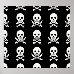 Affiche Pirate Skuls Crossbones Motif sans couture