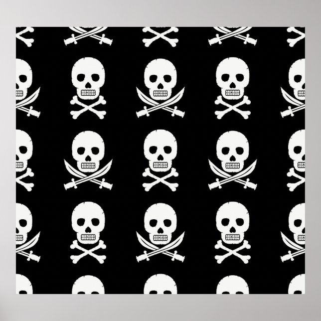 Affiche Pirate Skuls Crossbones Motif sans couture (Devant)