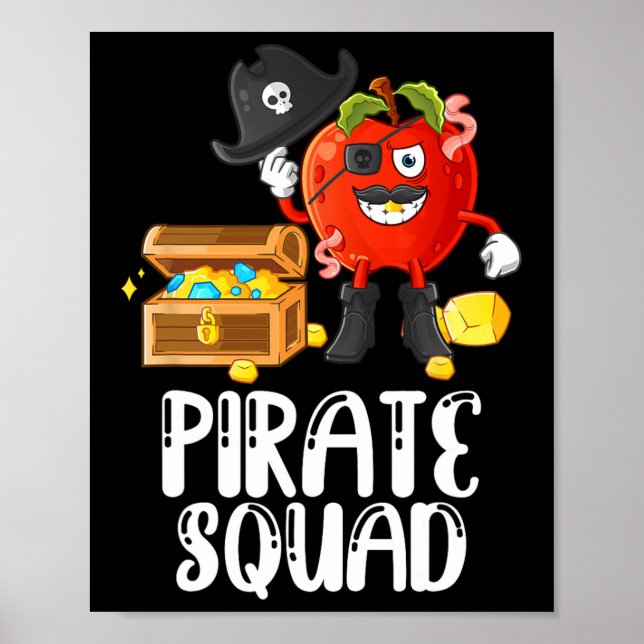 Affiche Pirate Squad Amusant Enseignant Pomme Parler Comme (Devant)
