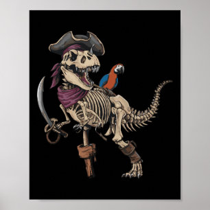 Affiche Pirate Squelette Dinosaure T Rex Drôle Tyrannosaur