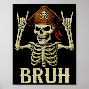 Affiche Pirate squelette Rock Bro Halloween Rocker Hommes