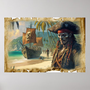 Affiche Pirate sur l'île au trésor