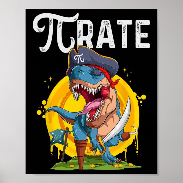 Affiche Pirate T-rex Pi Rate Dino Pi Rate Math Geek Drôle  (Devant)