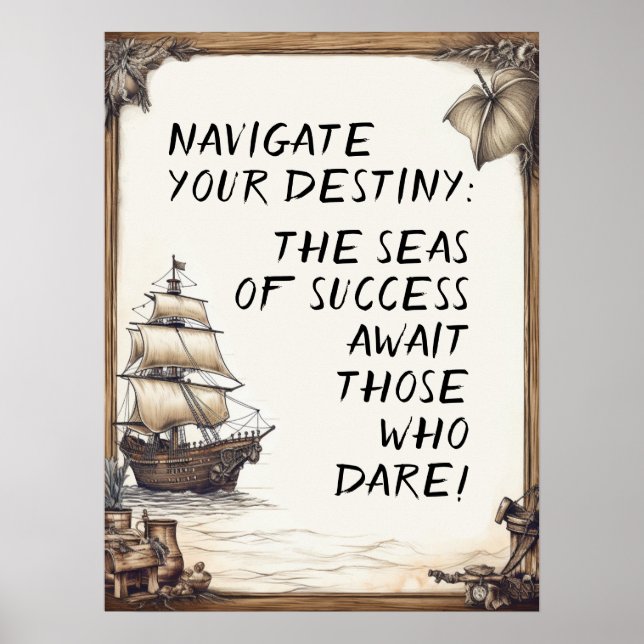 Affiche Pirate vie mots de motivation (Devant)