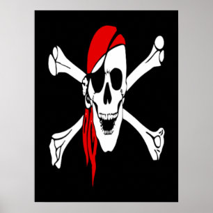 Affiche Pirate vintage de crossbones en mer