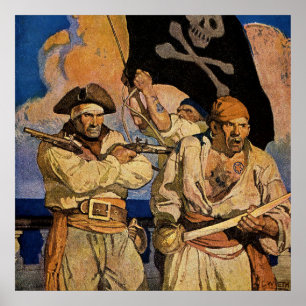 Affiche « Pirates » Couverture de l'Île au trésor par NC W
