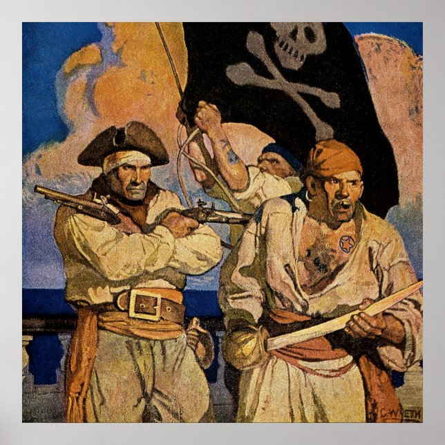 Affiche « Pirates » Couverture de l'Île au trésor par NC W (Devant)