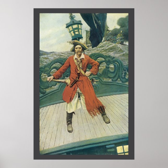Affiche Pirates Vintage, Capitaine Keitt par Howard Pyle (Devant)
