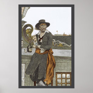 Affiche Pirates Vintage, Kidd sur le pont de l'Adventure G