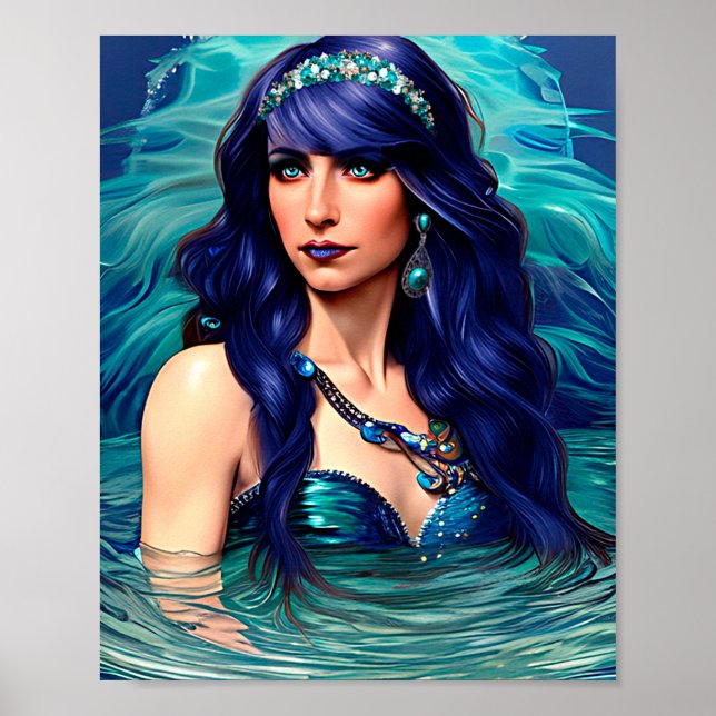 Affiche Pisces Mermaid Queen Art Imaginaire original (Devant)