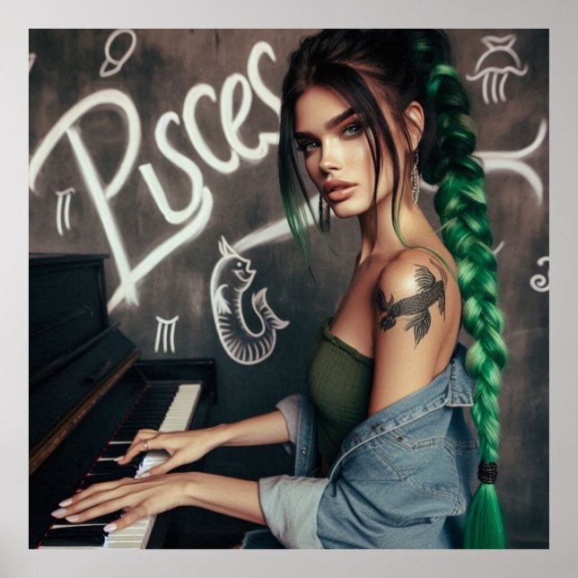 Affiche Pisces Zodiac Musicien Piano (Devant)