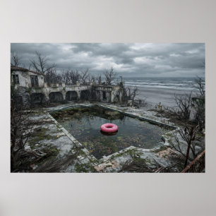 Affiche Piscine Abandonnée au Bord de Mer – Paysage Limina