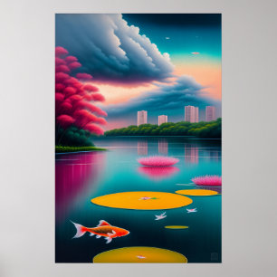 Affiche Piscine Koi de Singapour - Art en toile