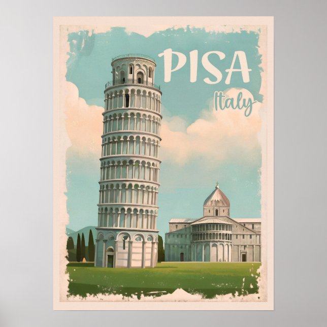 Affiche Pise Italie - Tour penchée, Piazza dei Miracoli (Devant)