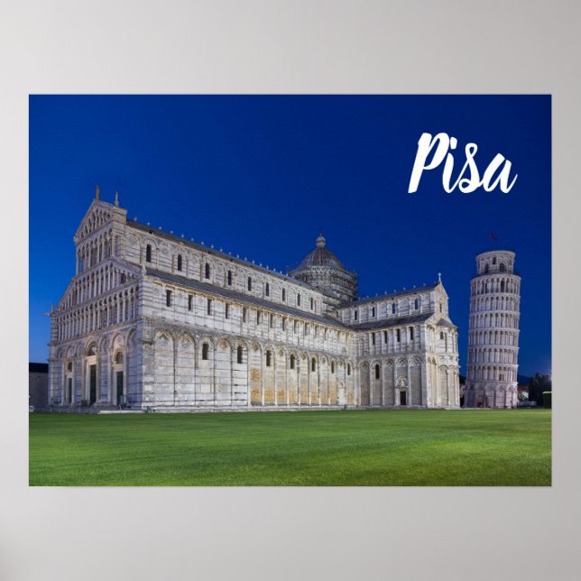 Affiche Pise Tour penchée Panorama de nuit Italie Cadeau (Devant)