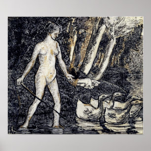 Affiche Pissarro - Baigneuse avec oies 1895