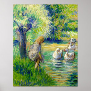 Affiche Pissarro - Bergère Et Oies Eragny 1890