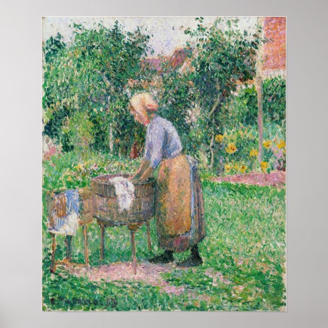 Affiche Pissarro - Blanchisseuse à Eragny 1893 (Devant)