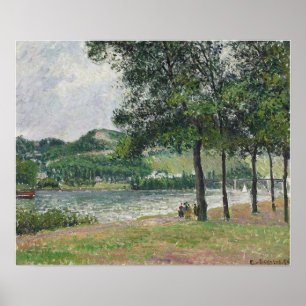 Affiche Pissarro - Cours-La-Reine À Rouen Gris Météo