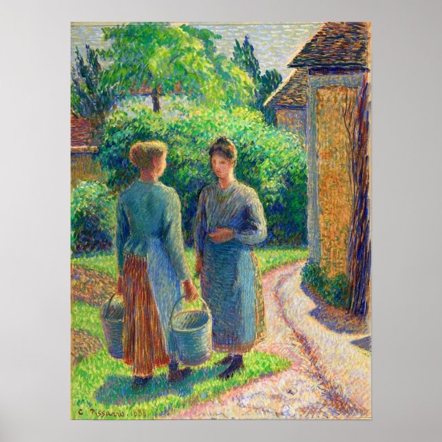 Affiche Pissarro - Deux Femmes Dans Un Jardin 1888 (Devant)