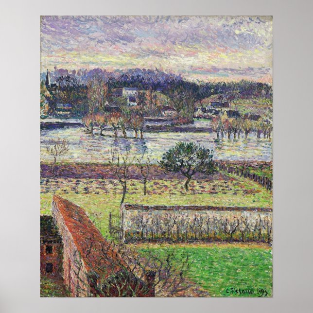 Affiche Pissarro - Effet de soirée d'inondation Eragny 189 (Devant)