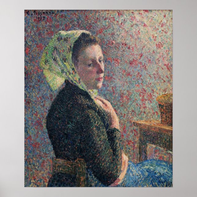 Affiche Pissarro - Femme Avec Écharpe Verte 1893 (Devant)