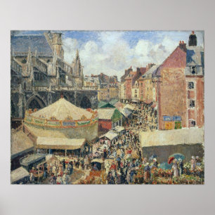 Affiche Pissarro - Foire à Dieppe Matin Ensoleillé 1901