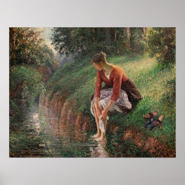 Affiche Pissarro - Jeune Femme Baignant Ses Pieds 1895 (Devant)