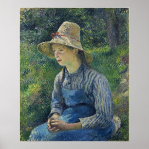 Affiche Pissarro - Jeune paysanne portant un chapeau 1881