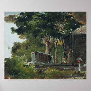 Affiche Pissarro - Maison dans les bois à Saint Thomas Ant