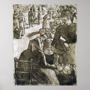 Affiche Pissarro - Marché de légumes à Pontoise