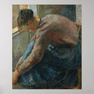 Affiche Pissarro - Paysanne mettant ses bottes 1885