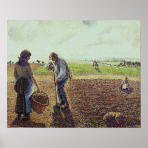 Affiche Pissarro - Paysans Dans Les Champs Eragny 1890