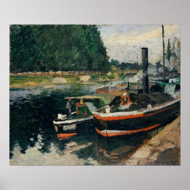 Affiche Pissarro - Péniches à Pontoise 1876 (Devant)