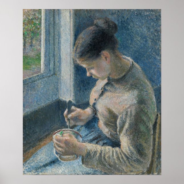 Affiche Pissarro - Petit-déjeuner Jeune Femme Paysanne Caf (Devant)