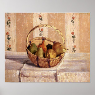 Affiche Pissarro - Pommes Et Poires Dans Un Panier Rond 18