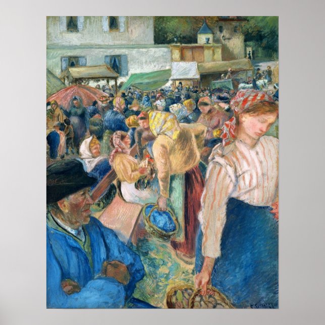 Affiche Pissarro - Pontoise du marché de la volaille 1892 (Devant)