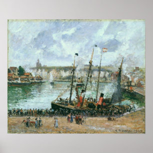 Affiche Pissarro - Port intérieur Dieppe Marée haute matin