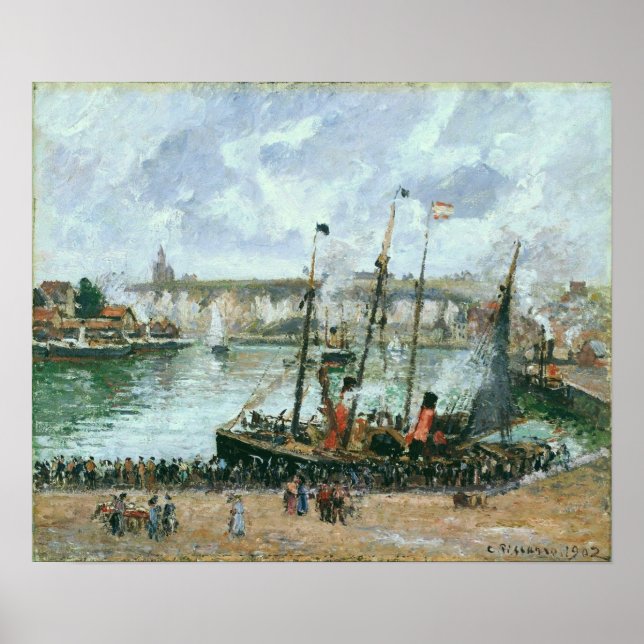 Affiche Pissarro - Port intérieur Dieppe Marée haute matin (Devant)