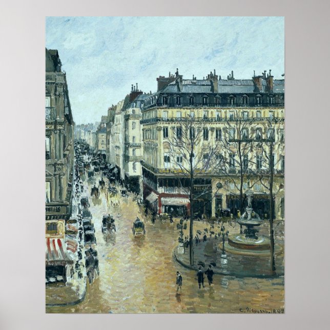 Affiche Pissarro - Rue Saint-Honore Effet pluie de l'après (Devant)
