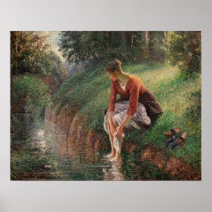 Affiche Pissarro - Une Jeune Femme Se Baignant Les Pieds 1