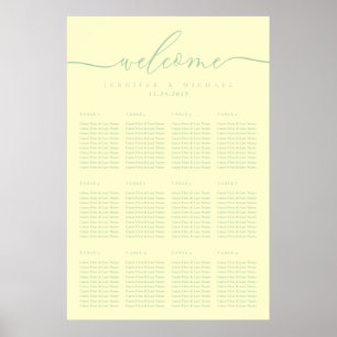 Affiche Pistachio Script Bienvenue Table de Mariage Assis