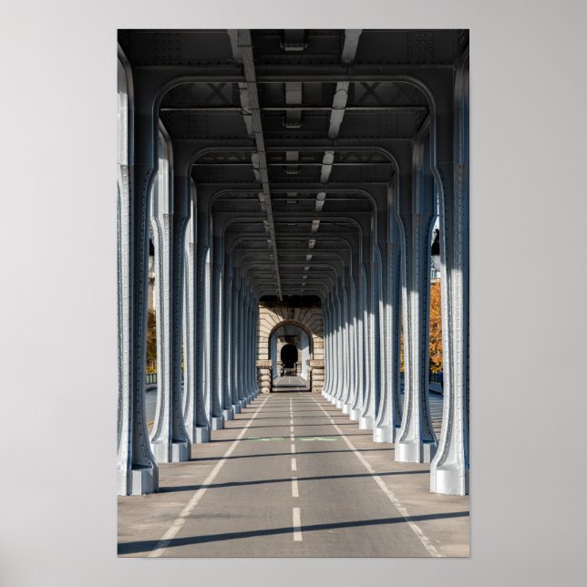 Affiche Piste cyclable sur le pont Bir-Hakeim - Paris, Fra (Devant)