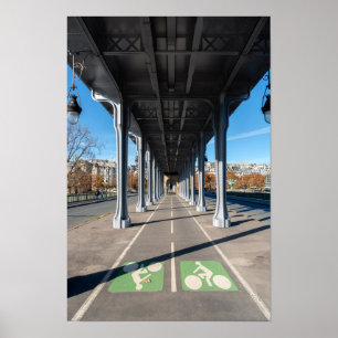 Affiche Piste cyclable sur le pont Bir-Hakeim - Paris, Fra