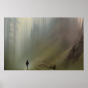 Affiche Piste de montagne - Peinture colorée