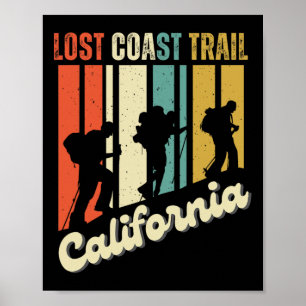 Affiche Piste du littoral perdu Californie Randonnée Monta